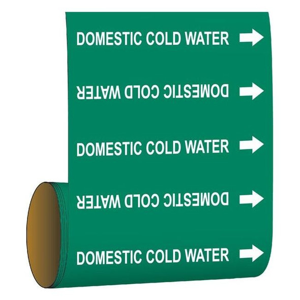 Brady Pipe Marker,Domestic Cold Water,Grn, 41458 41458