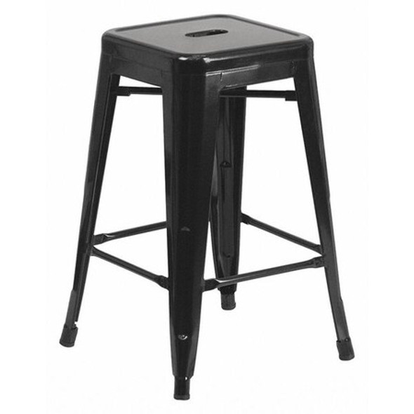 24" High Backless Black Metal Counter Height Stool