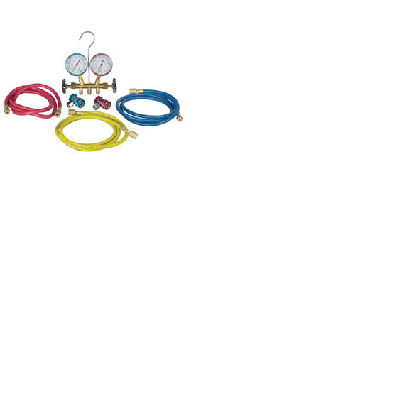 R134 Brass Manifold, Hose Set And Service Couplers 48134A