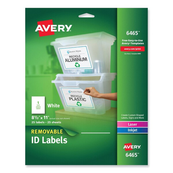 Avery Dennison Laser Labels,White,PK25 6465