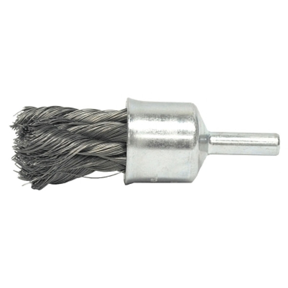 Knot Wire End Brush, Steel Bristles, 1/2 in Brush dia x 0.014 in Wire, 20000 RPM, 1 EA/EA Knot Wire End Brush, Steel Bristles, 1/2 in Brush dia x 0.014 in Wire, 20000 RPM, 1 EA/EA