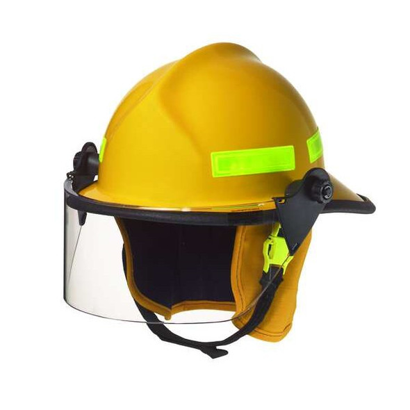 Fire Helmet, Fiberglass, Ratchet, Yellow, Fits Hat Size 6-3/8 to 8-3/8 ,Modern