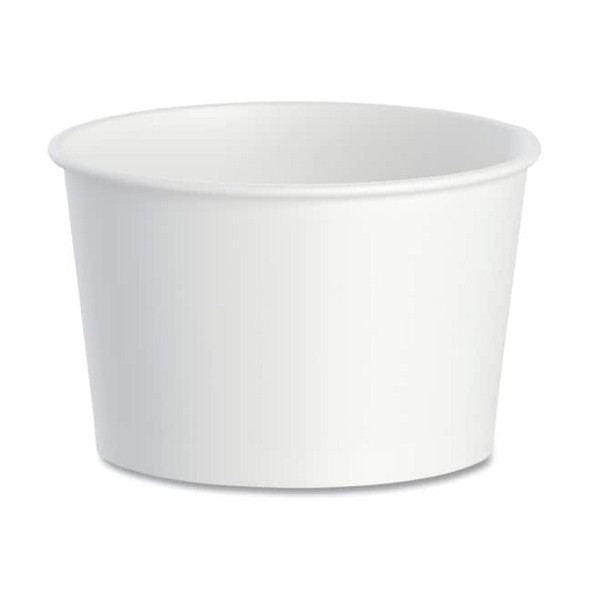 Double Poly Paper Food Containers, 8 oz, 3.8" Diameter x 2.4" h, White, PK1000