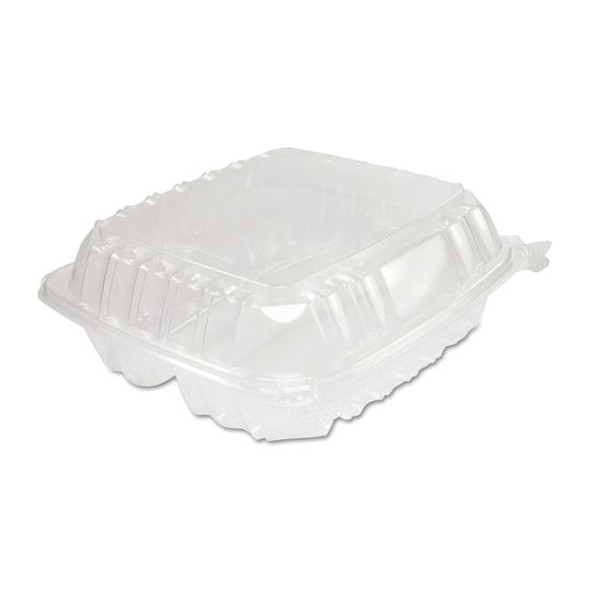 ClearSeal Hinged-Lid Plastic Containers, 8.25 x 3 x 8.25, Clear, PK250