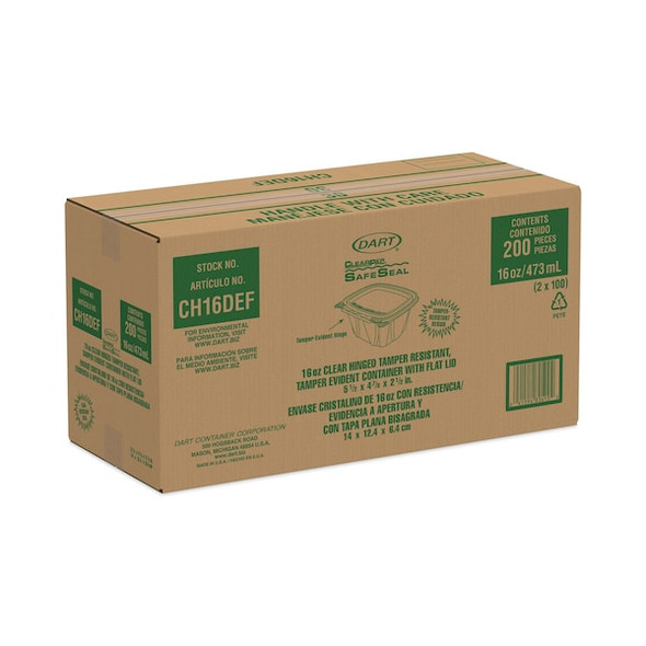 Dart Disp Carry-Out Ctnr,16 oz,Clear,PK200 CH16DEF Dart Disp Carry-Out Ctnr,16 oz,Clear,PK200 CH16DEF