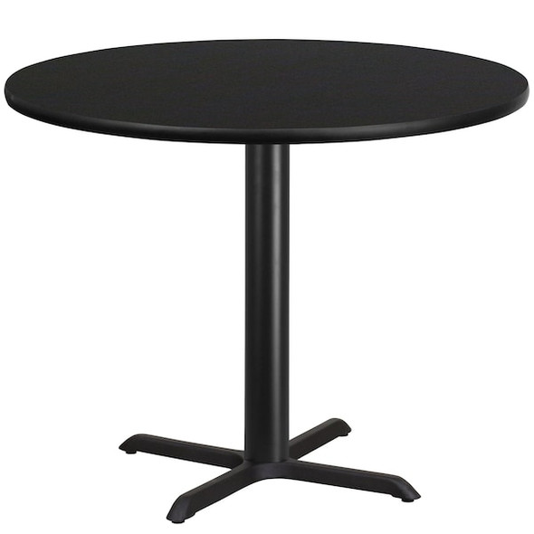 Flash Furniture Round Laminate Table Top, Laminate Top, Wood Grain XU-RD-42-BLKTB-T3333-GG