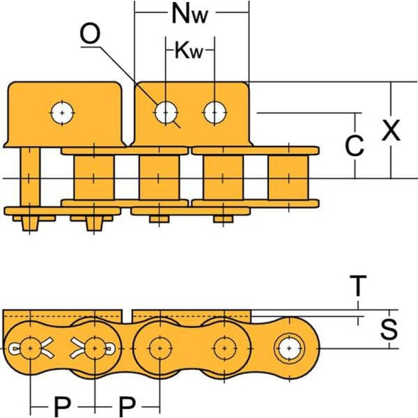 Tsubaki Chain Link,WA-1 Attachment,ANSI 60,PK5 60WA1CL