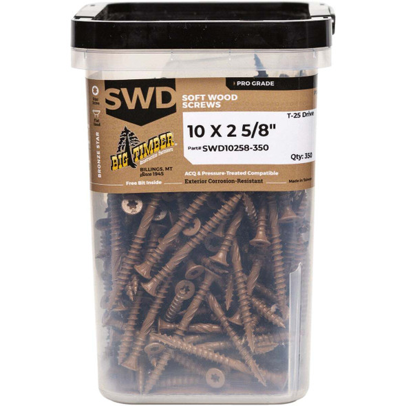 Big Timber #10 x 2-5/8 In. Star Drive Flat Head Soft Wood Screws (350 Ct.)