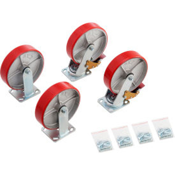 8"" Polyurethane Caster Kit for Global Industrial Medium Duty Self Dumping Hoppe