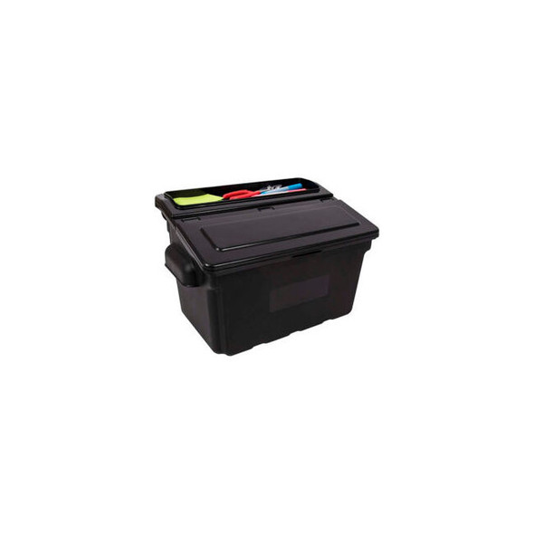 Luxor Utility Cart Bin w/2 Lids 25 lb. Capacity 14""L x 10-1/4""W x 9""H Black