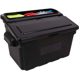 Luxor Utility Cart Bin w/2 Lids 25 lb. Capacity 14""L x 10-1/4""W x 9""H Black