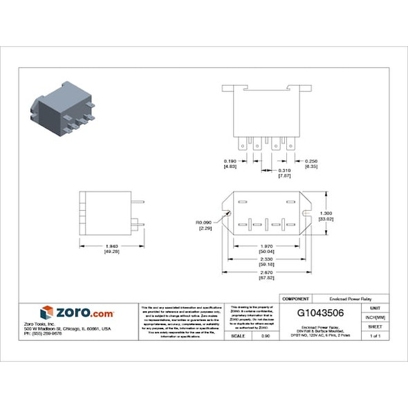 Schneider Electric EnclosedPower Relay,120VAC,DPST-NO,6Pins 725BXXBC3ML-120A Schneider Electric EnclosedPower Relay,120VAC,DPST-NO,6Pins 725BXXBC3ML-120A