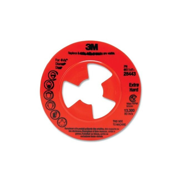 Disc Pad Face Plate Ribbed 28443, 4-1/2 in, Extra Hard, Red