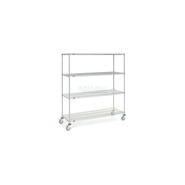 Nexel 4 Shelf Truck Chrome 24""W x 18""D x 60""H ESD Polyurethane Casters 4 Swiv