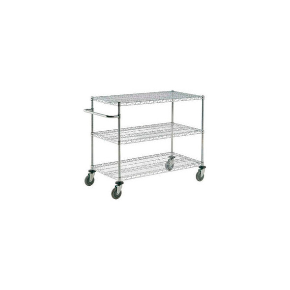 Nexel 3 Shelf Push Cart Chrome ESD 48""W x 18""D x 40""H Poly Casters4 Swivel 2
