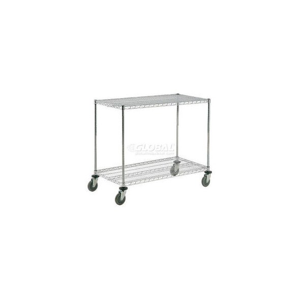 Nexel 2 Shelf Shelf Cart Chrome 54""W x 21""D x 40""H Poly Casters4 Swivel 2 Bra