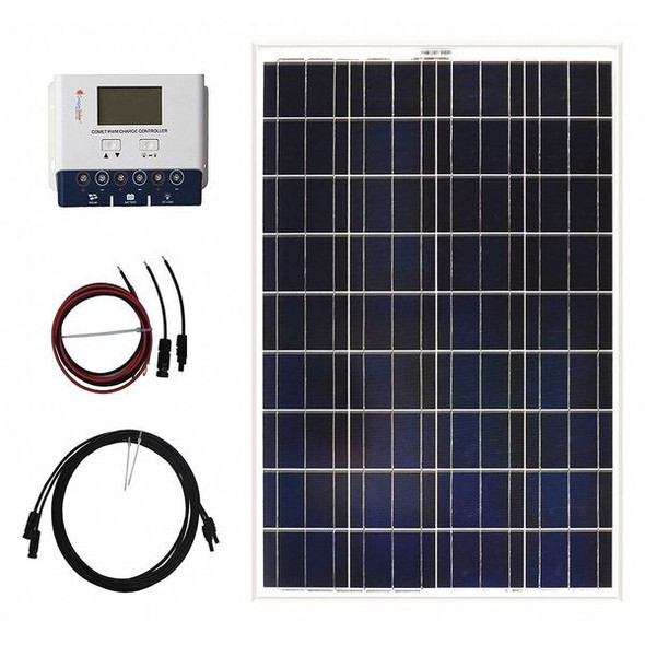 Polycrystalline Solar Panel Kit, 100 W, 18V DC, 5.23 A, 36 Cells, 4mm PVC