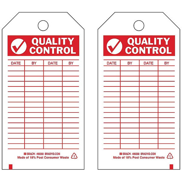 Tag, Inspection, Polyester, 5 3/4 in H x 3 in W, Red on White, Rectangle, 10 PK