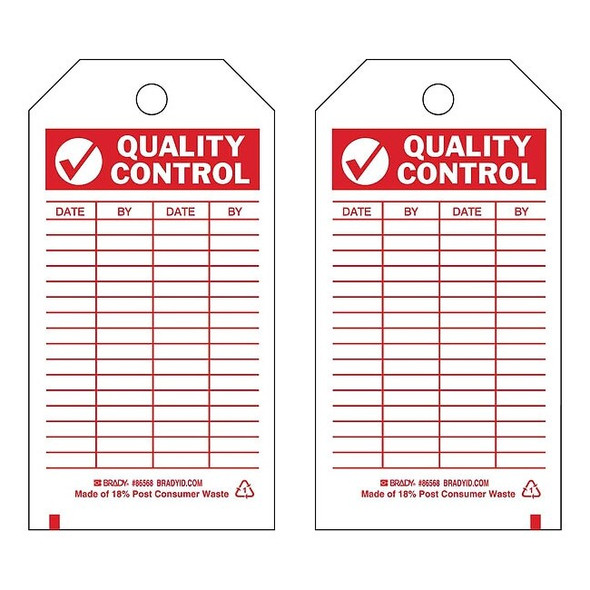 Tag, Inspection, Polyester, 5 3/4 in H x 3 in W, Red on White, Rectangle, 10 PK