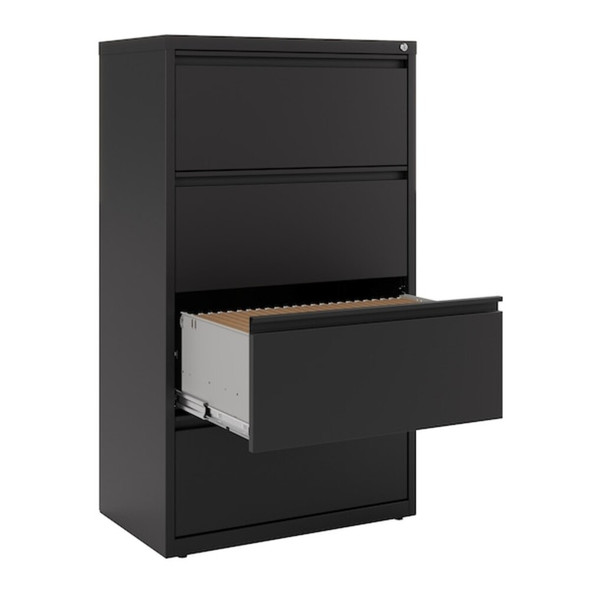 Hirsh 30" W 4 Drawer Lateral File Cabinet, Black,  A4-Legal-Letter 14977