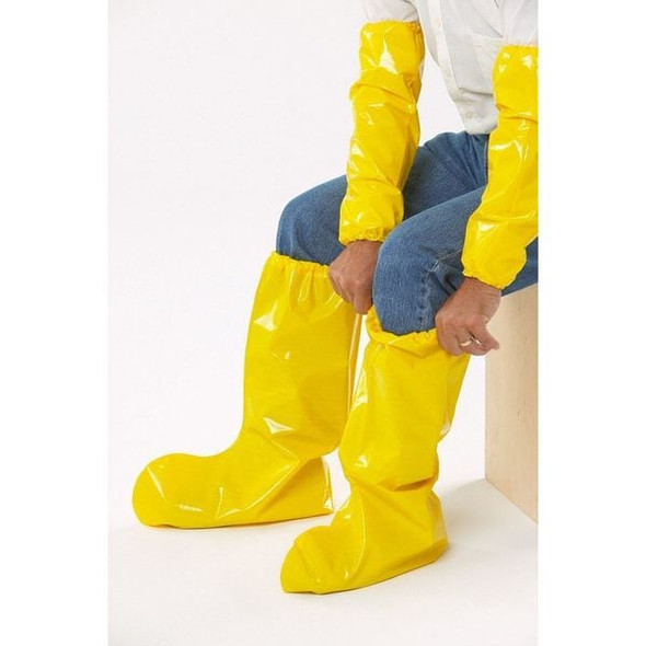 Polyco Disposable Boot Covers, Polyolefin, Yellow, Slip Resistant Sole: Yes ,Regular 49355