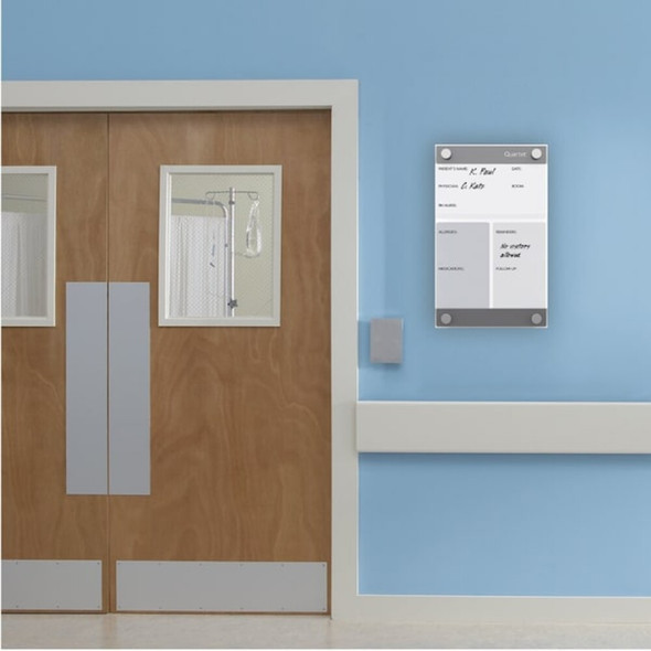 Dry Erase Board, Glass, 11 in, 8 1-2 in, No Frame Frame, White, Gloss  GI8511