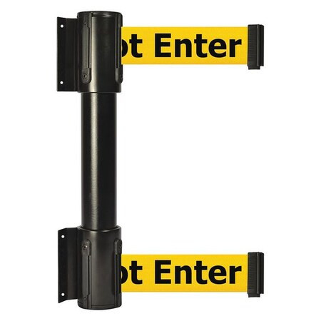 Belt Barrier, Black, 13 ft Length, 16 1/2 in Post Height, Caution Do Not Enter