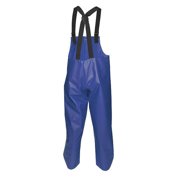 Rain Bib Overall, Polyurethane, 34 in Inseam, 52 in Waist, 0.25 mm Thickness, Blue, 4XL