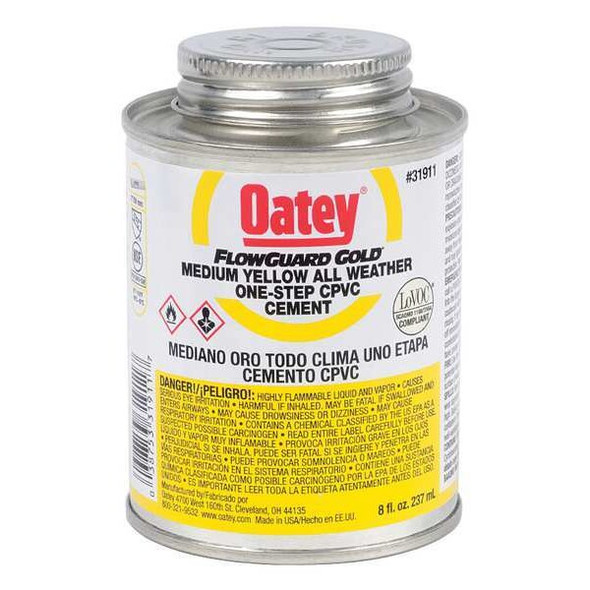 Oatey Cement,Low VOC,8 oz.,Yellow 31911