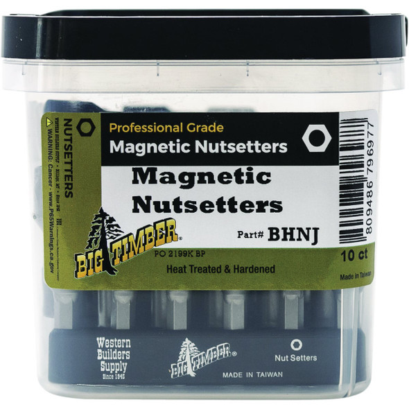 Big Timber 6-Piece Magnetic Nutsetter Bit Set, Bulk