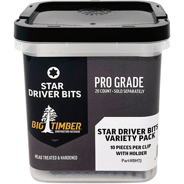 Big Timber 10-Piece 2 In. Star Drive Impact Screwdriver Bit Set, Bulk Pack of 20 BHTJ 219072