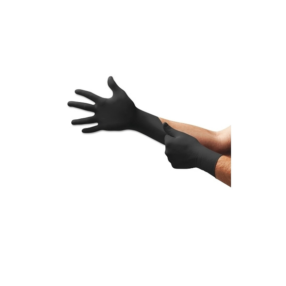 Onyx® N64 Nitrile Powder-Free Disposable Gloves, Textured Fingers, 3.5 mil Palm/5.1 mil Finger, Large, Black