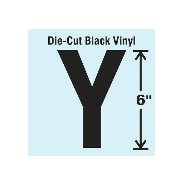 Stranco Letter Label, Vinyl, 6 in H, 3-1/2 in W DBV-SINGLE-6-Y
