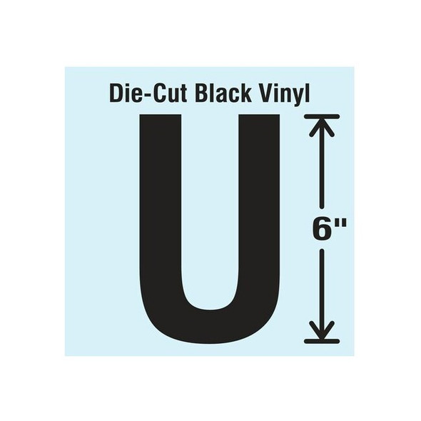Stranco Letter Label, Vinyl, 6 in H, 3-1/2 in W DBV-SINGLE-6-U