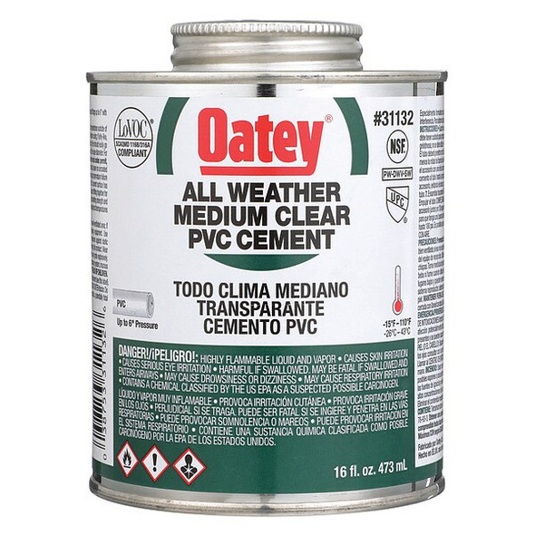 Oatey Cement,Low VOC,16 oz.,Clear 31132