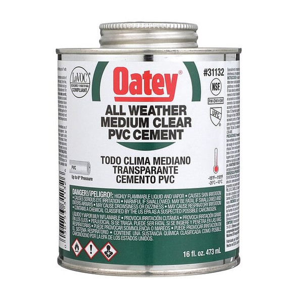 Oatey Cement,Low VOC,16 oz.,Clear 31132