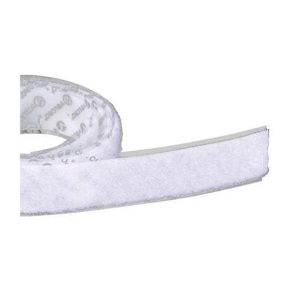 Reclosable Fastener, Acrylic Adhesive, 75 ft, 1/2 in Wd, White