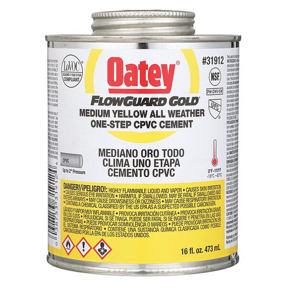 Oatey FlowGuard Gold CPVC Cement,16 oz,Low VOC 31912