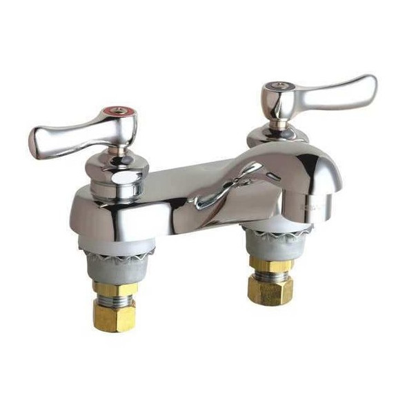 Manual Low Arc Bathroom Faucet, 4" Mount, Polished Chrome 2 Hole