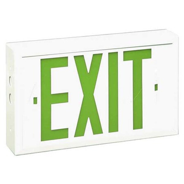 Exit Sign, White, 2 Face(s), LED, Universal Mount, Not Battery Powered