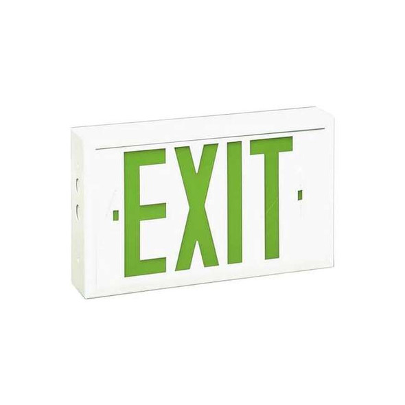 Exit Sign, White, 2 Face(s), LED, Universal Mount, Not Battery Powered