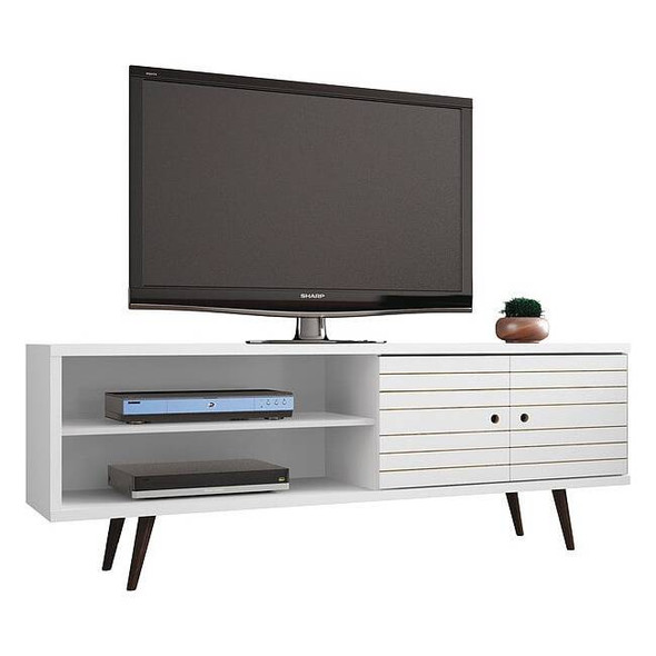 Manhattan Comfort TV Stand,Mid Century,White,62.99" 201AMC6