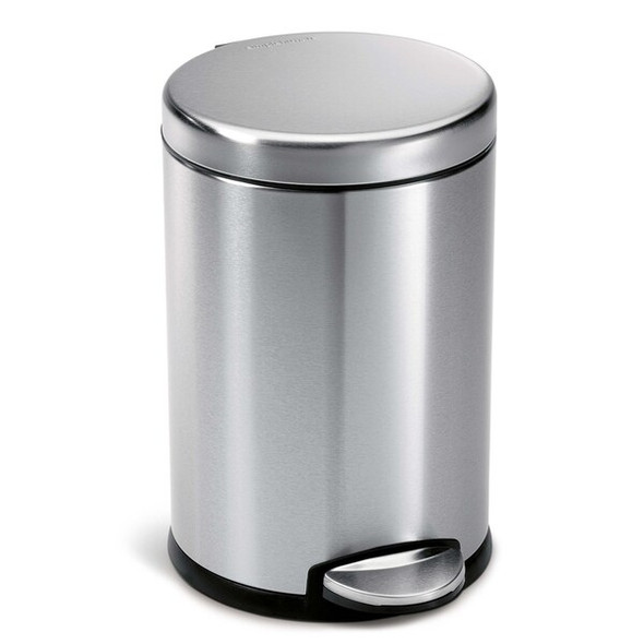 Simplehuman 12 gal Round Step-On Can, Brushed, Stainless Steel, 7.6 in CW1852