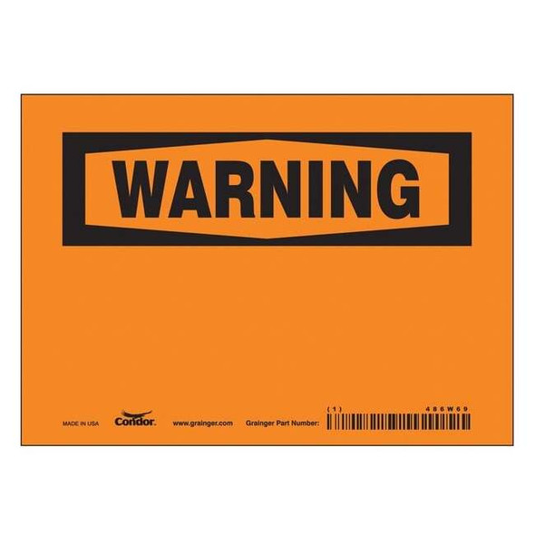 Condor Warning Sign, 7" W, 5" H, English, Vinyl, Orange 486W69