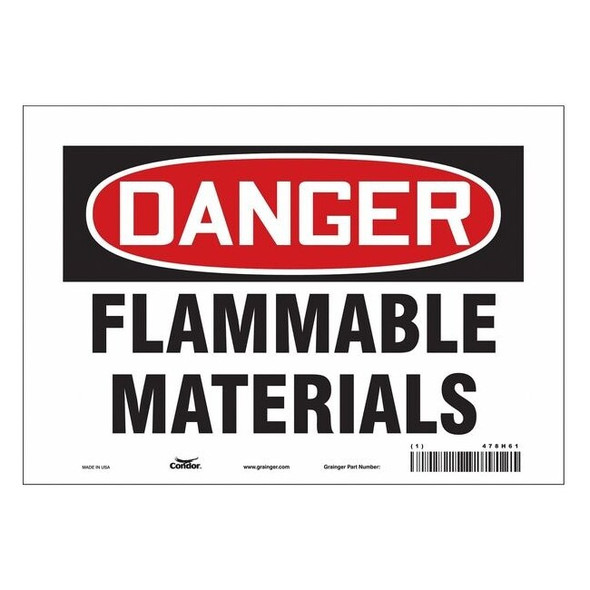Danger Sign, 7 in H, 10 in W, Vinyl, Vertical Rectangle, English, 478H61