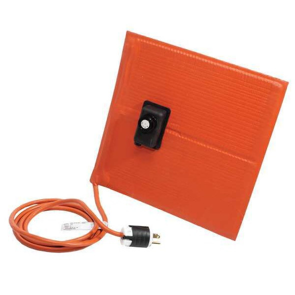 Heating Blanket, Silicone Rubber, 120V, 360W, 12"W x 12"L, w/ Plug