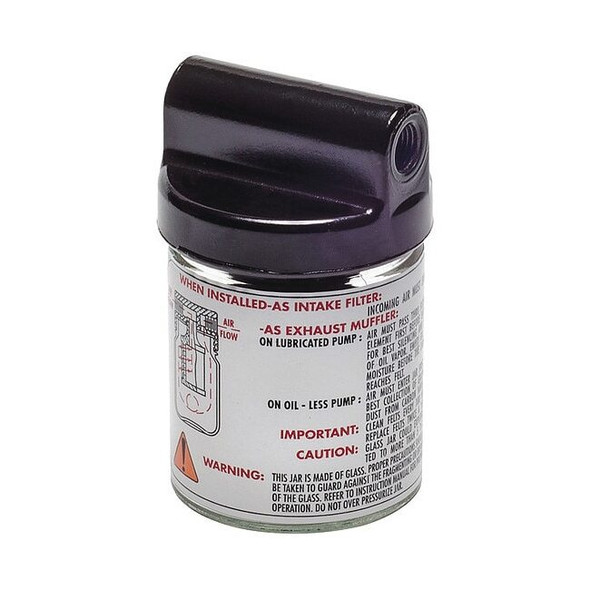 Gast Filter Assembly, 1/4 in NPT, 8 oz Glass Jar, For Gast V400G V400G