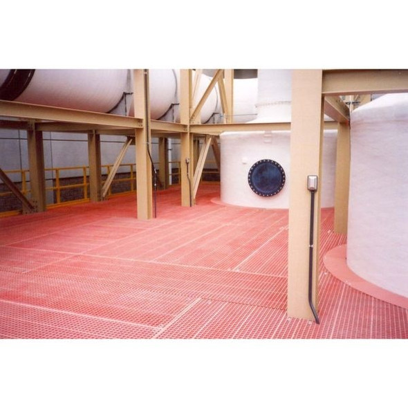 Fibergrate Fiberglass Molded Grating, 72 in Span, Grit-Top Surface, Vi-Corr Resin, Orange 263605.02