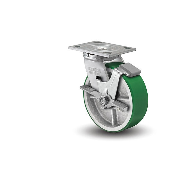 4" X 2" Non-Marking Polyurethane Swivel Caster, Face Brake, Loads Up To 700 lb
