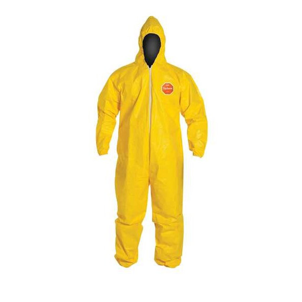 Coverall. Standard Fit Hood. Stormflap. Elastic Wrists and Ankles. Yellow. 6X